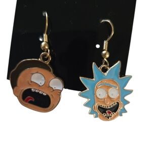Cartoon Rick And Morty Character Mismatched Earrings
